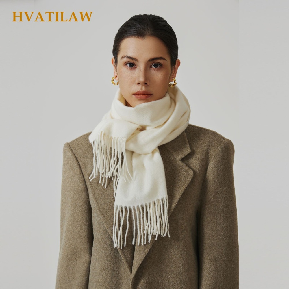 Wool Scarf Men - 2026 100% Wełniany Szal w Jednolitym