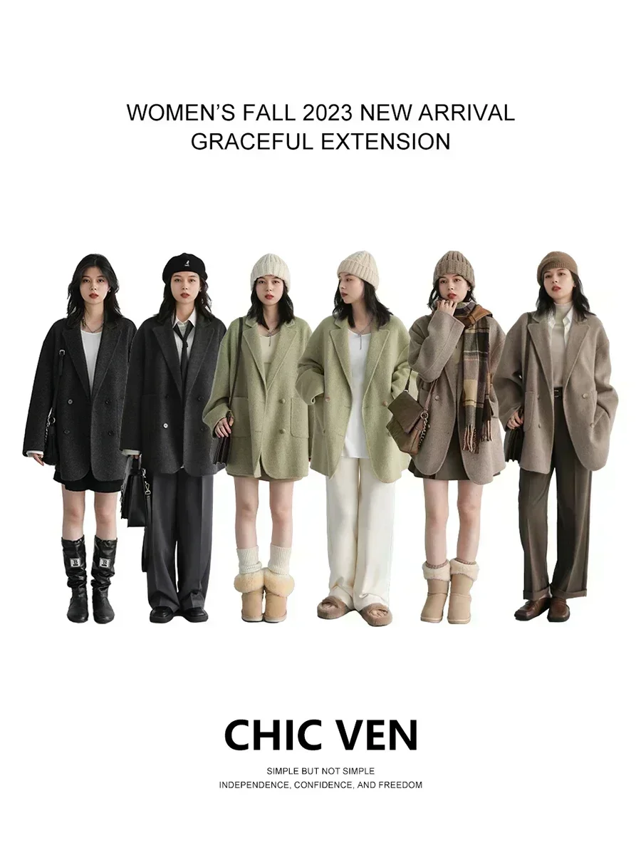 CHIC VEN Damskie płaszcze wełn – Wool Coat Peacoat recenzja i cena