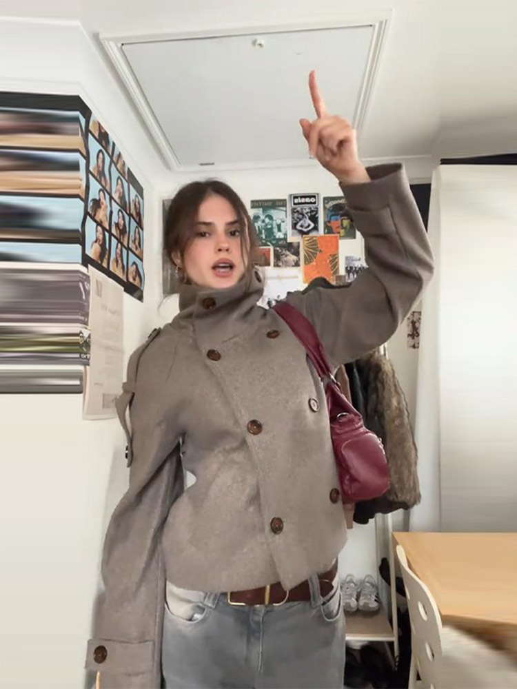 Krótkie brązowe damskie kurtki – Wool Coat Peacoat recenzja i cena